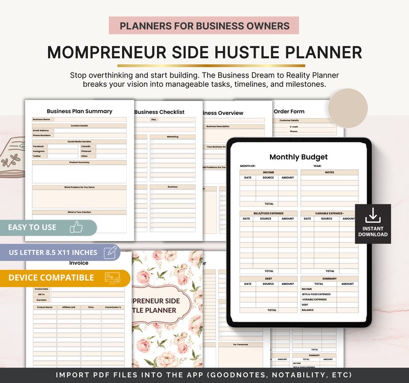 Mompreneur Side Hustle Planner